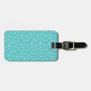 Girly, Fun Aqua Blue Glitter Printed Luggage Tag