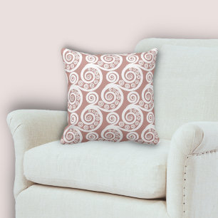 Girly Fun Pink & White Fern Frond Curls Pattern Cushion