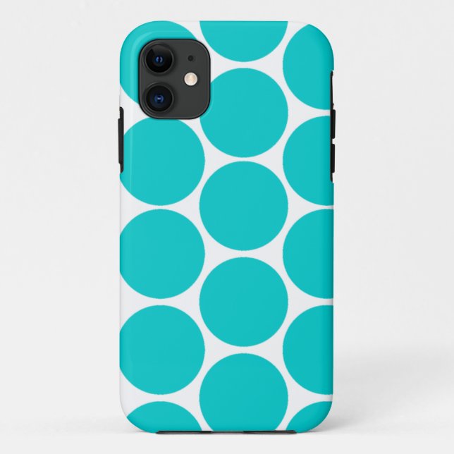 GIRLY FUN TEAL POLKA DOTS LARGE Case-Mate iPhone CASE (Back)