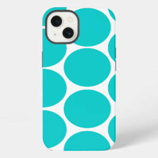 GIRLY FUN TEAL POLKA DOTS LARGE iPhone 13 CASE