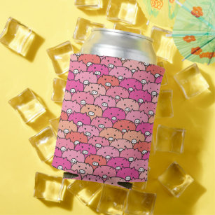 Girly Funny Pig Pattern Can Cooler