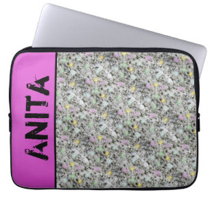 Girly Geology Granite Pastel Dots any Name Pink Laptop Sleeve
