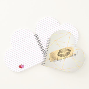 Girly Geometric,Gold Brush Stroke,Glittery Lips Notebook