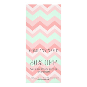 Girly Geometric Pattern pink and mint chevron Rack Card
