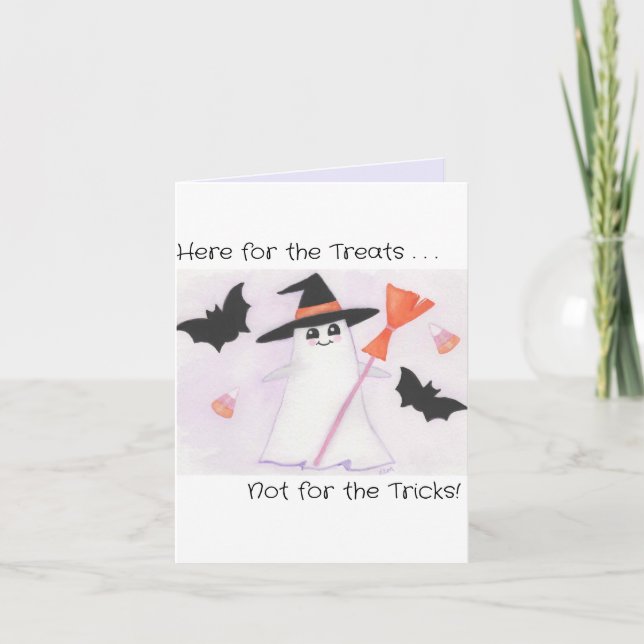 Girly Ghost with broom, bats and candy Invitation (Front)