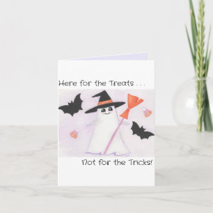 Girly Ghost with broom, bats and candy Invitation