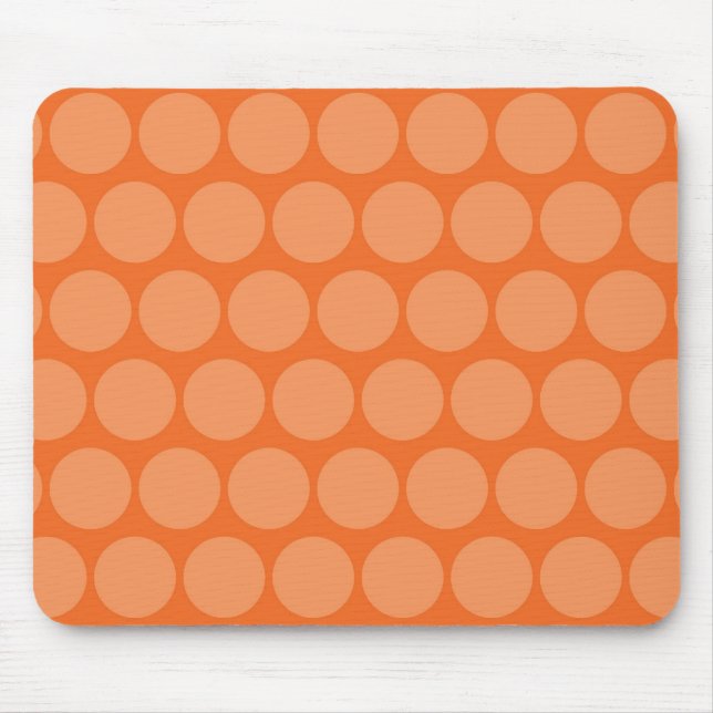 Girly Giant Big Orange Peach Polka Dots Pattern Mouse Mat (Front)