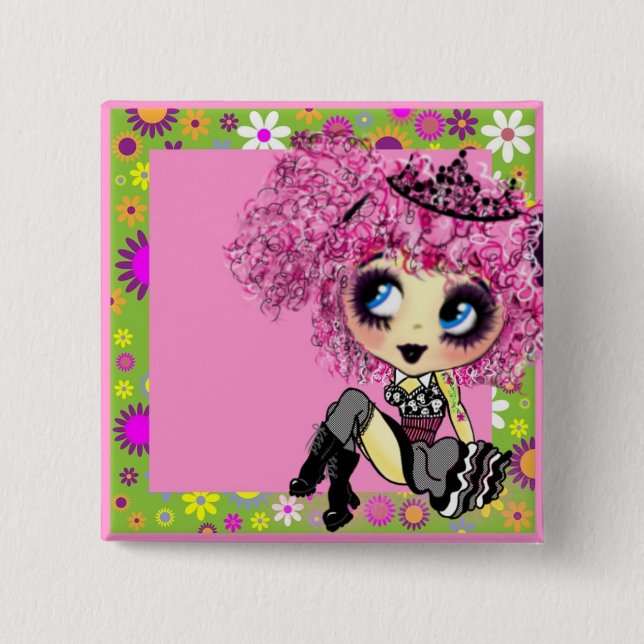 Girly Gifts Harajuku Girl style 15 Cm Square Badge (Front)