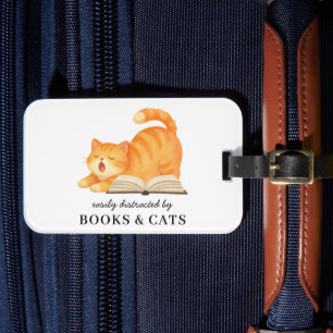 Girly Ginger Bookish Cat Funny Book Lover Saying  Luggage Tag