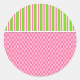 Girly Girl Checks & Stripes Customisable Stickers