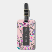 Girly Girl Hand Painted Watercolor Makeup on Pink
