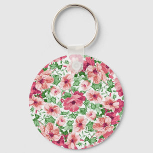 Girly girl sketchy floral pattern. key ring