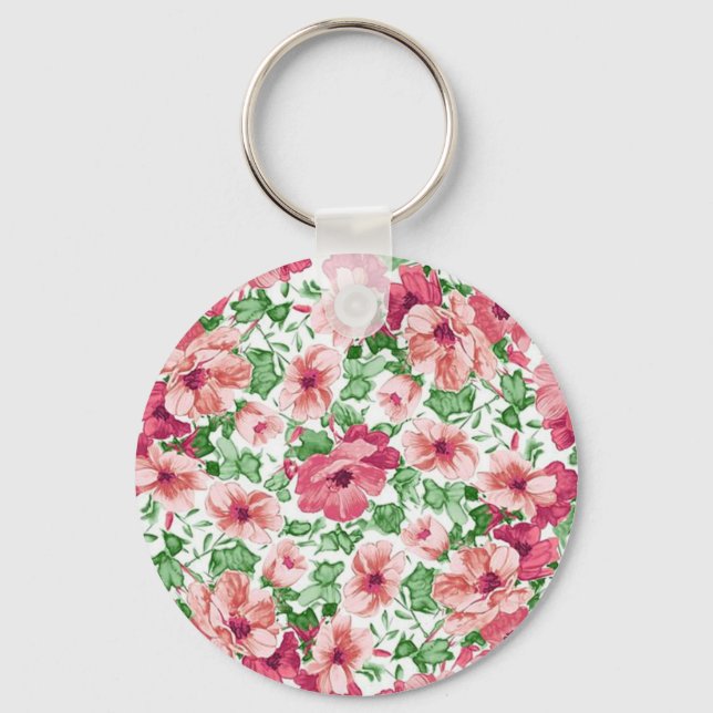 Girly girl sketchy floral pattern. key ring (Front)