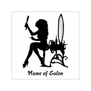 Girly Girl Woman Silhouette Hair and Beauty Salon Self-inking Stamp