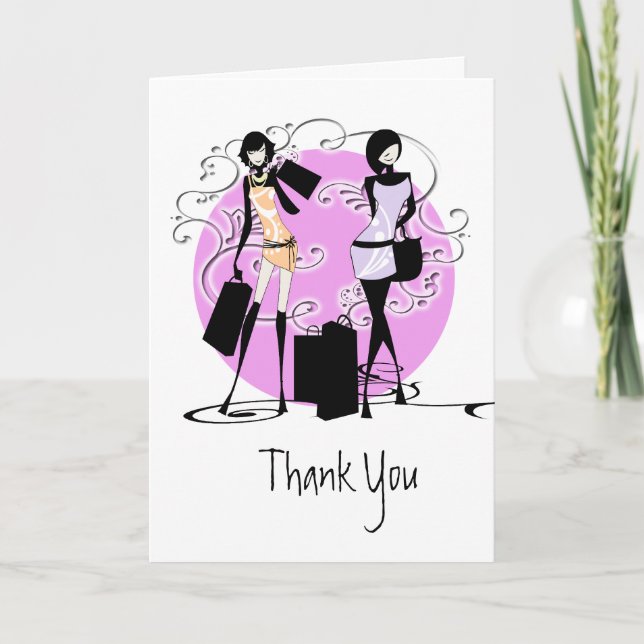Girly girls fashion friends PERSONALIZE Thank You Card (Front)