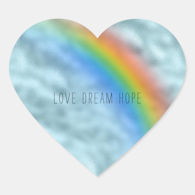 Girly Glam Aqua Rainbow Heart Sticker (Front)