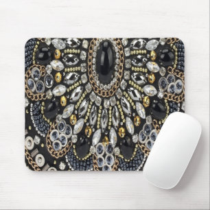 girly glam art deco black gold bohemian  mouse mat