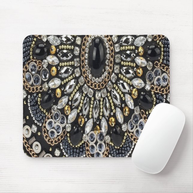 girly glam art deco black gold bohemian  mouse mat (With Mouse)