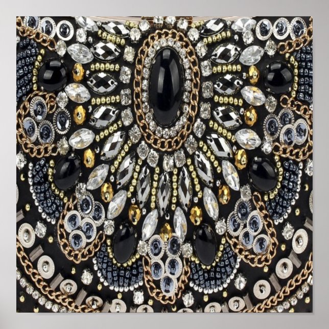 girly glam art deco black gold bohemian  poster (Front)