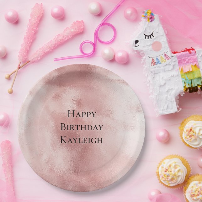 Girly Glam Blush Pink Birthday Paper Plate (Party)