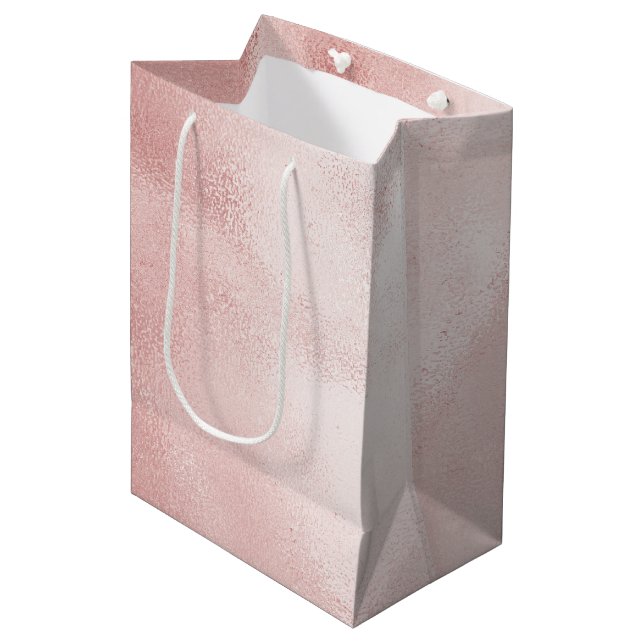 Girly Glam Blush Pink Bridal Shower Medium Gift Bag (Front Angled)