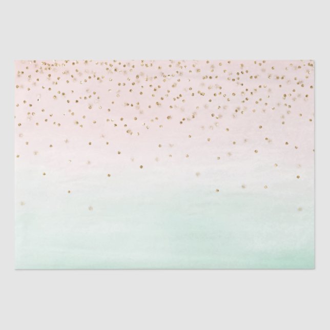 Girly Glam Blush Pink Mint Gold Sparkle Confetti Tissue Paper (Front)