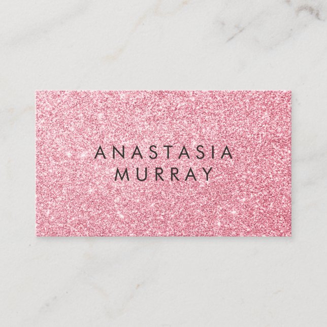 Girly & Glam Blush Pink Rose Gold Glitter Sparkles Business Card (Front)