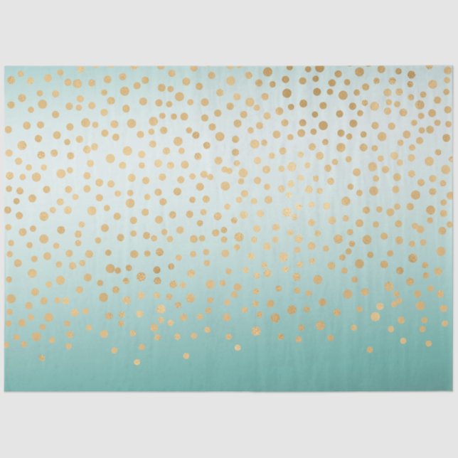 Girly Glam Gold Confetti Mint Ombre Baby Shower Tissue Paper (Front)