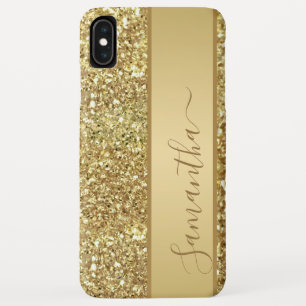 Girly Glam Gold Glitter Monogram Name Script iPhone XS Max Case