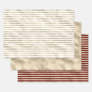 Girly Glam Gold Glitz Stripes Wrapping Paper Sheet