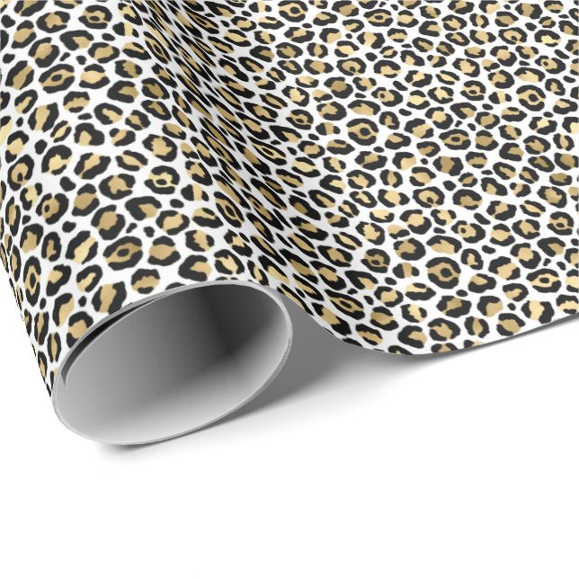 Girly Glam Gold Leopard Print Wrapping Paper (Roll Corner)