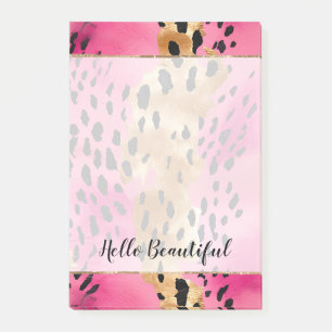 Girly Glam Gold Pink Black Leopard Post-it Notes