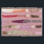 Girly Glam Gold Pink Glitter Metallic Brushstrokes Throw Blanket<br><div class="desc">Thie girly and artsy themed design is perfect for the trendy and stylish woman. It features a chic and glamourous design depicting a faux printed gold, silver, purple, pink, wine, red, and copper glitter and metallic brushstrokes on top of a simple pink background. It's elegant, fashionable, and stylish for the...</div>