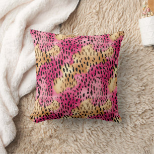 Girly Glam Gold Pink Leopard Cushion