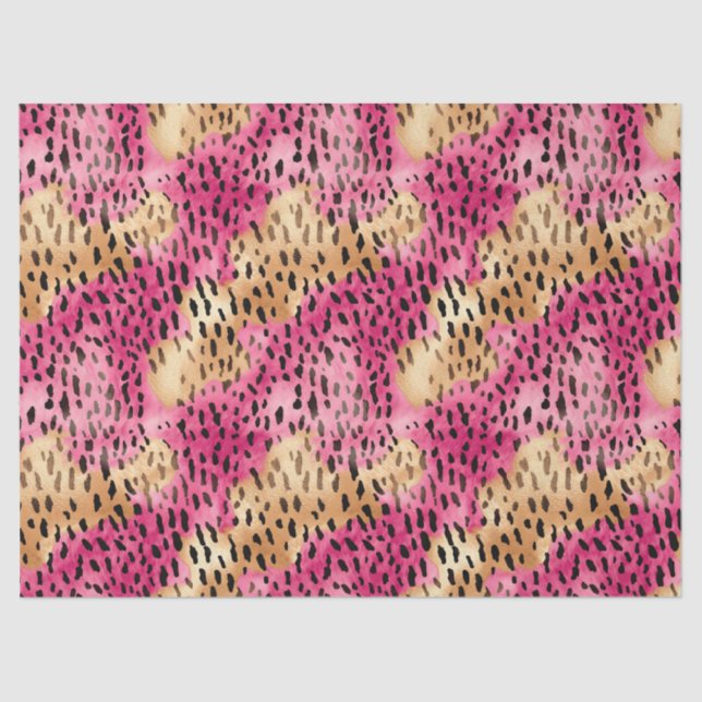 Girly Glam Gold Pink Leopard Tissue Paper (Front)