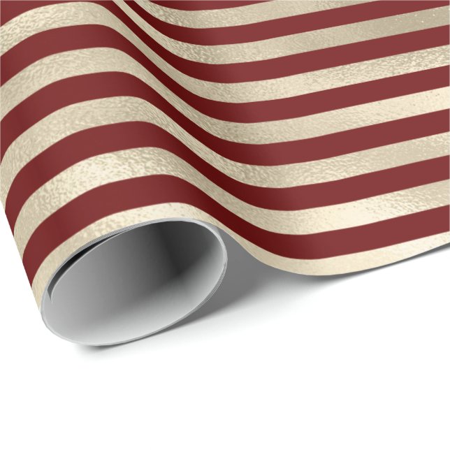 Girly Glam Gold Red Stripes Wrapping Paper (Roll Corner)