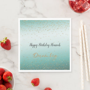 Girly Glam Gold Sparkle Confetti Mint Glitter  Napkin