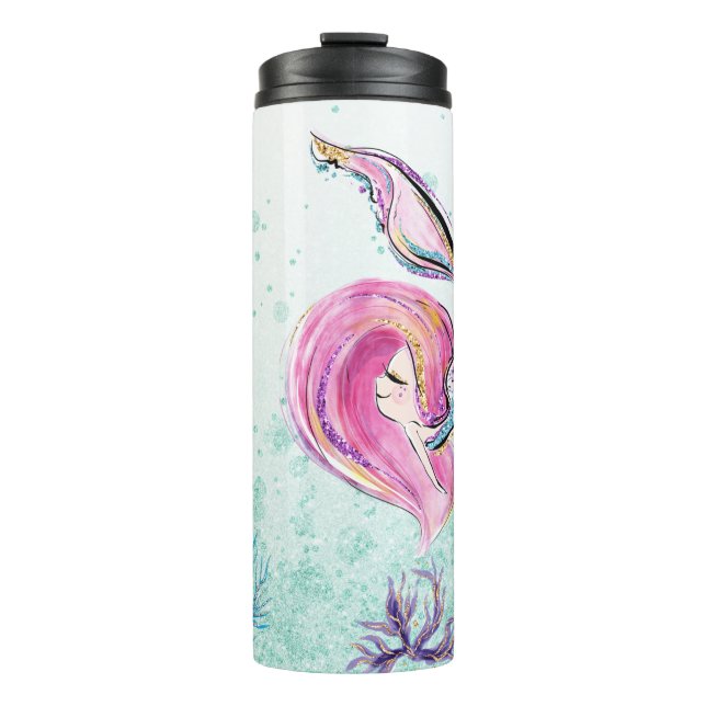 *~* Girly Glam Mermaid Glitter Mercat Thermal Tumbler (Front)