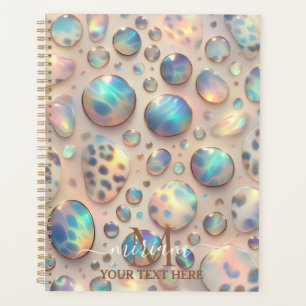 Girly Glam Opal Leopard Print Office School Planner