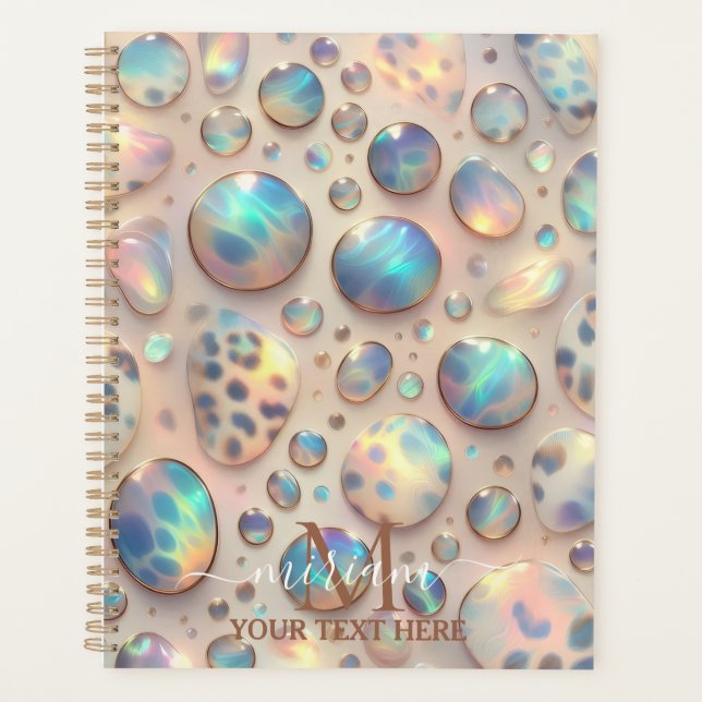 Girly Glam Opal Leopard Print Office School Planner (Front)