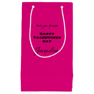 Girly Glam Personalised Hot Pink Valentine's Day  Small Gift Bag