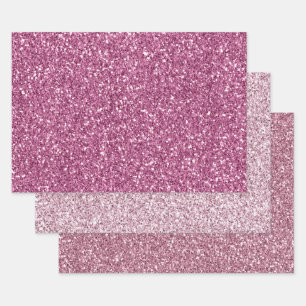 Girly Glam Pink Glitzy Sparkle Glitter Wrapping Paper Sheet