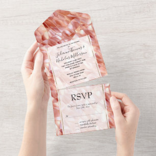 Girly Glam Pink Rose Gold All In One Invitation
