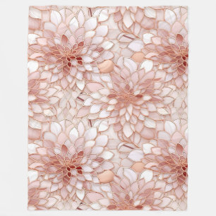 Girly Glam Pink Rose Gold Floral Fleece Blanket