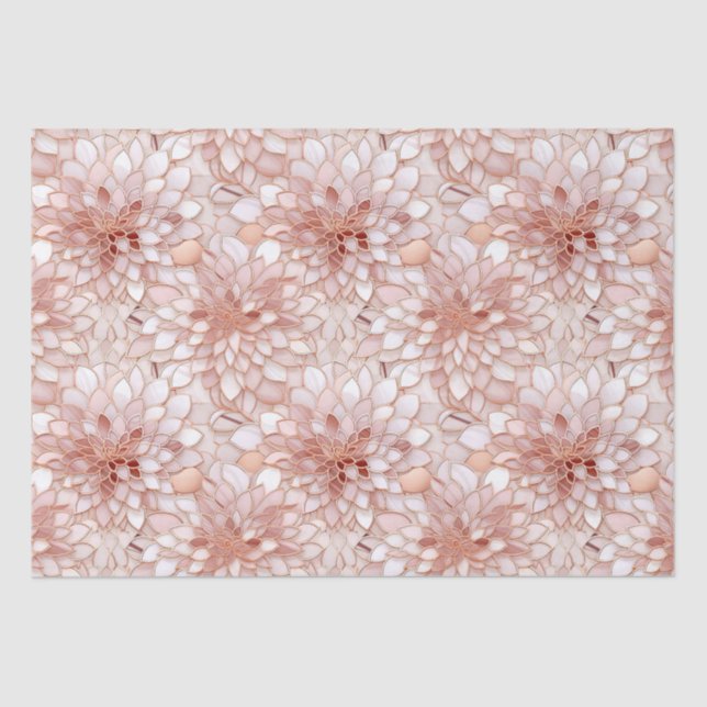 Girly Glam Pink Rose Gold Floral Tissue Paper (Front)