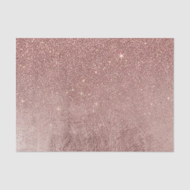 Girly Glam Pink Rose Gold Foil and Glitter Mesh Tissue Paper (Front)