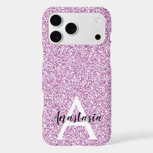 Girly Glam Purple Glitter Sparkles Monogram Name