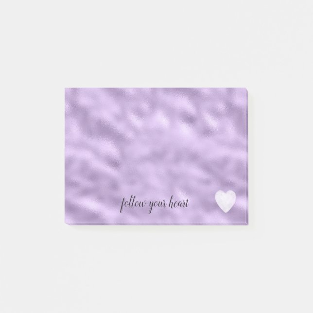 Girly Glam Purple Heart Personalised Inspirational Post-it Notes (Front)
