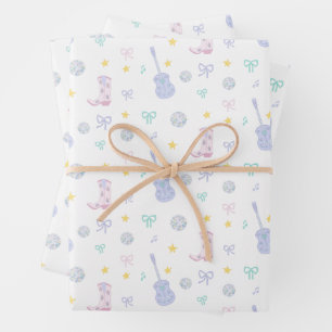 Girly Glam Rockstar Cowgirl Pop Star Party Wrapping Paper Sheet