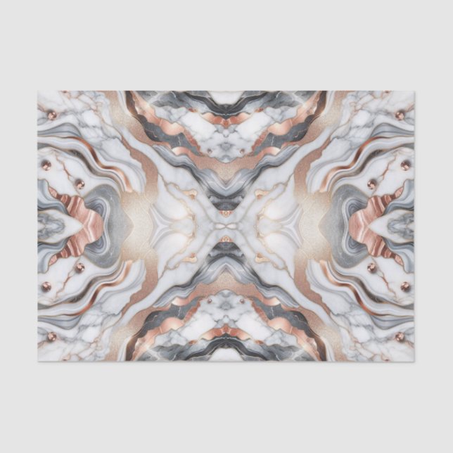 Girly Glam Rose Gold Silver & White Marble  Tissue Paper (Front)